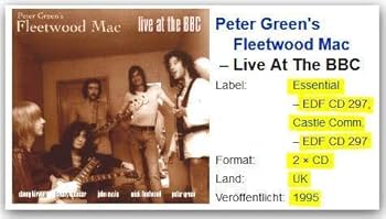 Fleetwood Mac live at the BBC レコード Peter Green's Fleetwood Mac – Live At The BBC – 2 x CD